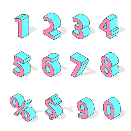 Isometric numbers vector isolated.のイラスト素材