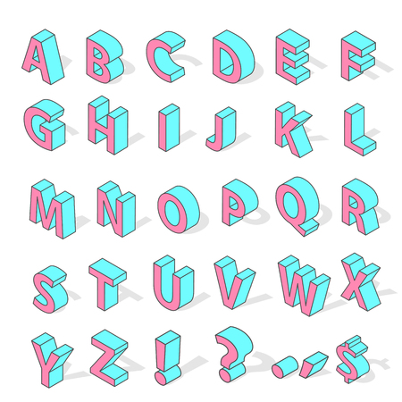 Isometric alphabet font isolated vector.のイラスト素材