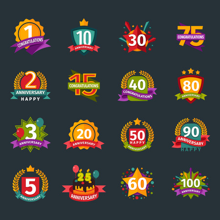 Happy birthday badges vector iconsのイラスト素材