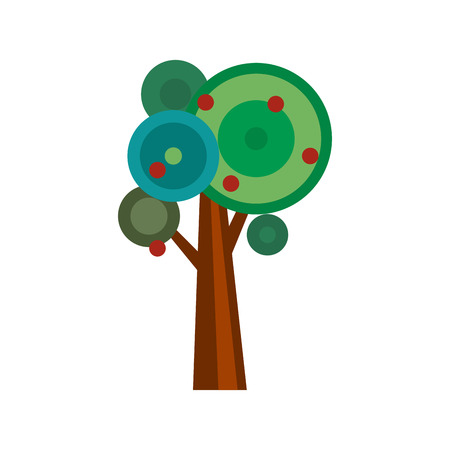 Cartoon apple tree vector illustrationのイラスト素材