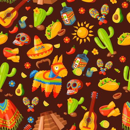 Mexico icons seamless pattern vector illustration.のイラスト素材