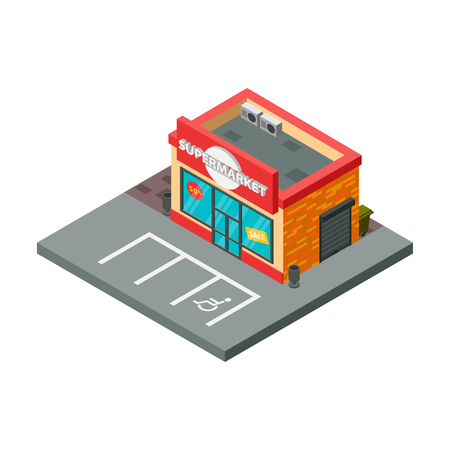 Supermarket and store stuff isometric vector illustration.のイラスト素材