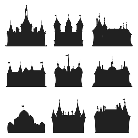 Cartoon castle architecture silhouette vector illustrationのイラスト素材