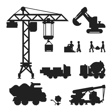 Under construction technic silhouette vector illustrationのイラスト素材