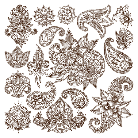 Henna mehndi flower template vector.のイラスト素材