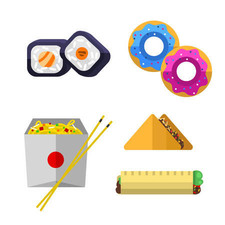 Vector icons sweet fast food elements.のイラスト素材