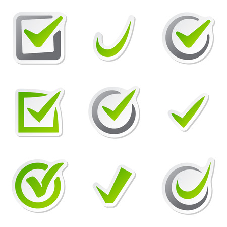 Check box icons of vote mark sign choice yes symbol and correct design right agreement voting form button question choose success graphic vector illustration.のイラスト素材