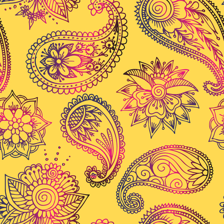 Henna mehndi flower template vector seamless patternのイラスト素材