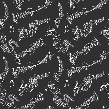 Vector music note melody symbols vector seamless patternのイラスト素材