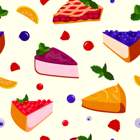 Homemade organic pie dessert vector illustration seamless patternのイラスト素材