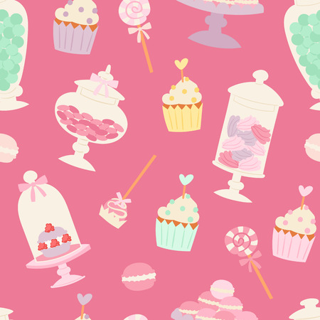 Cakes cartoon style seamless pattern vector illustration.のイラスト素材