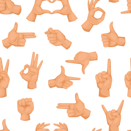 Hands showing deaf-mute different gestures human seamless pattern arm vector illusstration.のイラスト素材