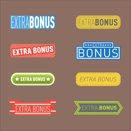 Super extra bonus banners text in color drawn labels, business shopping concept vector internet promotion shopping vectorのイラスト素材
