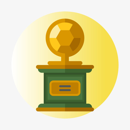 Vector trophy champion cup flat icon winner gold award and victory prize sport success best win golden leadership competition illustration.のイラスト素材