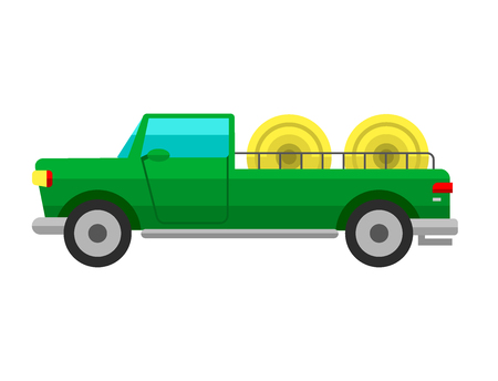 Type of agricultural vehicle or harvester machine combine and excavator icon with accessories for plowing mowing, planting and harvesting vector illustration.のイラスト素材