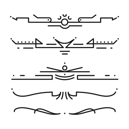 Collection of vector dividers calligraphic style vintage border frame design decorative illustration.のイラスト素材
