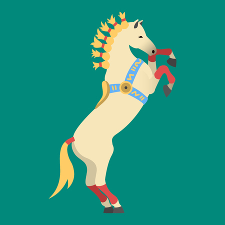 Fashion circus horse stallion isolated breed color equestrian animal character vector illustration.のイラスト素材