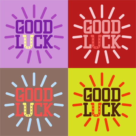 Good luck text farewell vector lettering with lucky phrase background greeting typography.のイラスト素材