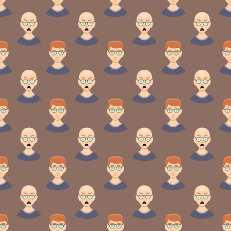 Hair loss stages man seamless pattern and types of baldness illustrated on male head.のイラスト素材