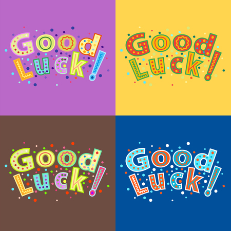 Good luck text farewell vector lettering with lucky phrase background greeting typography.のイラスト素材