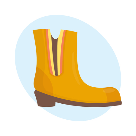Fashion female orange boots isolated casual foot autumn clothing vector illustration.のイラスト素材