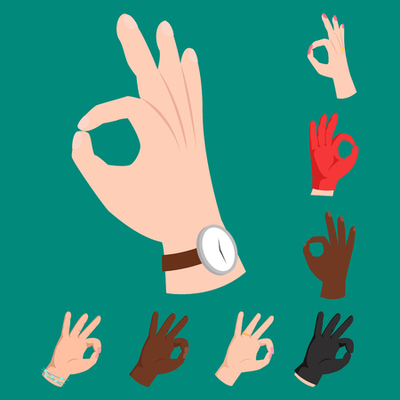Ok hands success gesture okey yes agreement signal business human agree best approval vector.のイラスト素材
