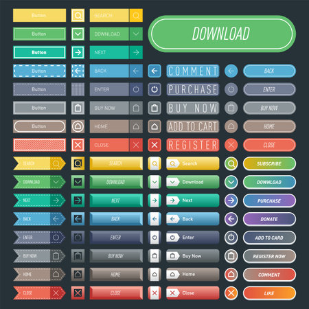 Colorful website web buttons design vector illustration glossy graphic label internet confirm templateのイラスト素材