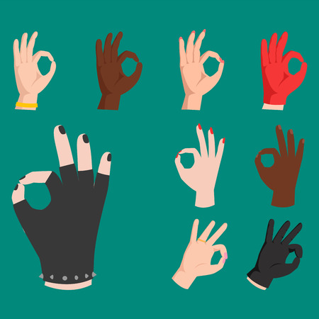 Ok hands success gesture okey yes agreement signal business human agree best approval vector.のイラスト素材