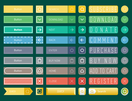 Colorful website web buttons design vector illustration glossy graphic label internet confirm templateのイラスト素材