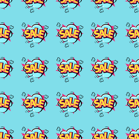 Pop art comic speech bubble boom effects seamless pattern vector explosion bang cloud fun humor illustrationのイラスト素材