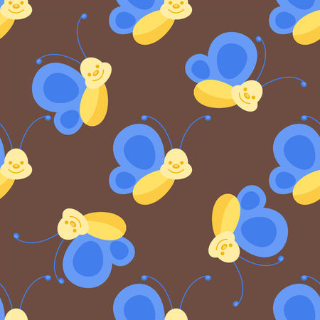 Colorful butterflies seamless pattern decorative pattern summer free fly beauty insect decoration vector illustration.のイラスト素材