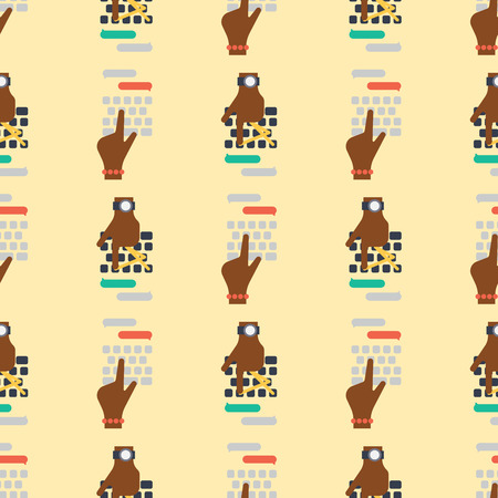 Users hands on keyboard seamless pattern computer technology internet work typing tool vector illustrationのイラスト素材