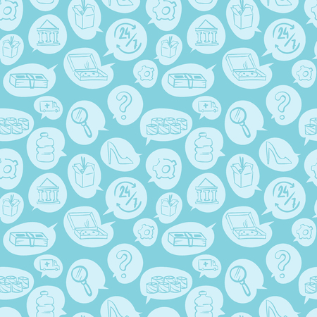 Online shopping goods icons retail seamless pattern e-commerce online store background vector illustration.のイラスト素材