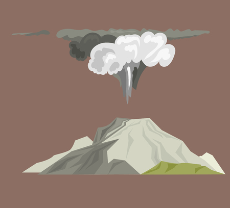 Volcano magma nature blowing up with smoke volcanic eruption lava mountain vector illustrationのイラスト素材