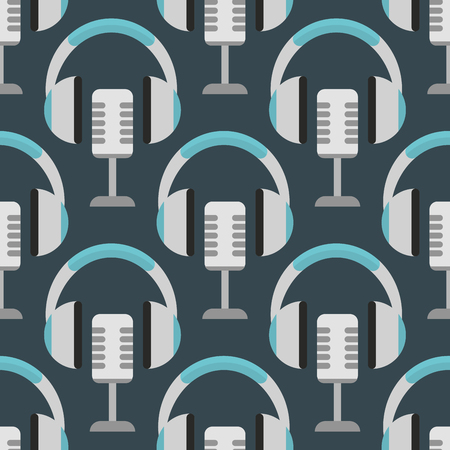 Vector headphones background hip hop seamless pattern musician expressive rap music instrumentのイラスト素材