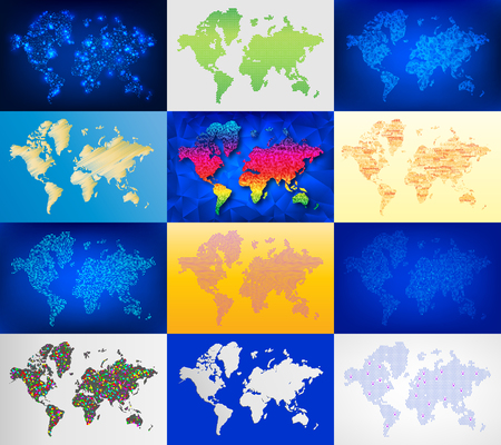 Maps globe Earth contour outline silhouette world mapping cartography texture vector illustrationのイラスト素材