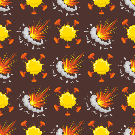 Cartoon explosion boom effect seamless pattern animation game sprite sheet explode burst blast fire comic flame vector illustration.のイラスト素材