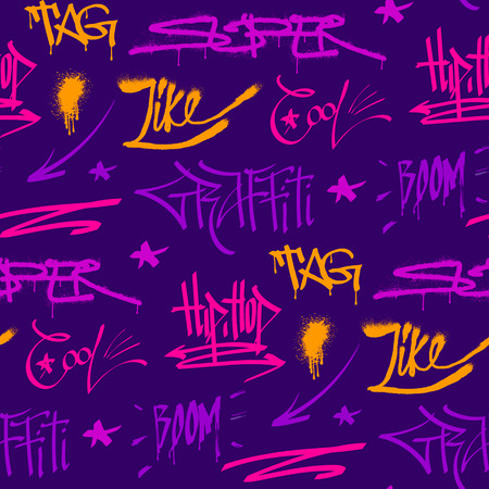 Graffiti street art wall grunge color font vector seamless pattern backgroundのイラスト素材