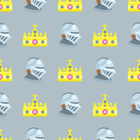 Vector illustration golden crown seamless pattern gemstone gold majestic decoration and kingdom jewelryのイラスト素材