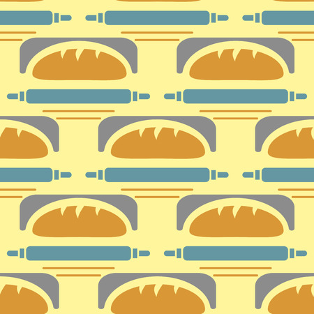Bakery vector illustration seamless pattern wheat tasty loaf drawing graphic meal pastry food background.のイラスト素材
