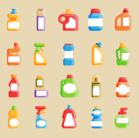 House cleaning tools vector. Home domestic cleaner packのイラスト素材