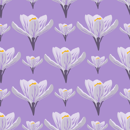 Nature spring crocus flower wreath illustration colorful seamless pattern background vector illustration.のイラスト素材
