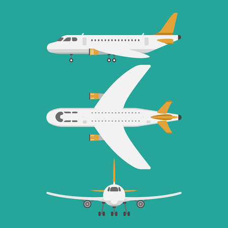 Vector airplane illustration top view and aircraft transportation travel way design journey transport.のイラスト素材