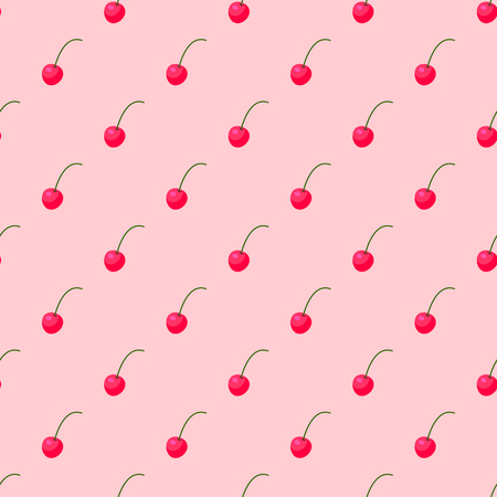 Cartoon fresh cherry fruits in flat style seamless pattern food summer design vector illustration.のイラスト素材