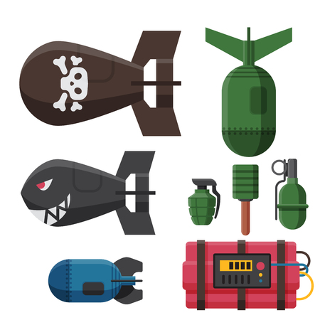 Bomb dynamite fuse vector illustration grenade attack power ball burning detonation explosionのイラスト素材