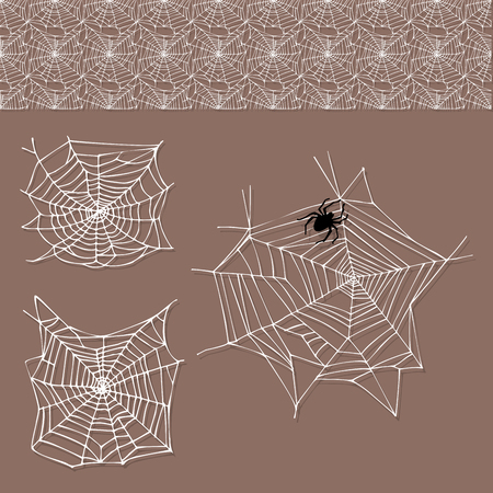 Spider web silhouette arachnid fear graphic flat scary animal design nature insect danger horror halloween vector icon.のイラスト素材