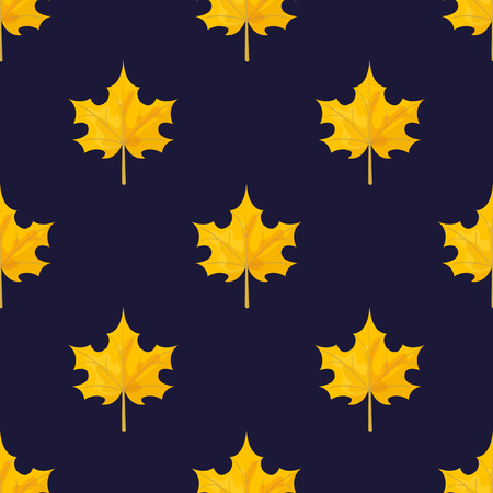 Autumn yellow maple leaf season nature seamless pattern plant foliage bright decoration natural vector illustration.のイラスト素材