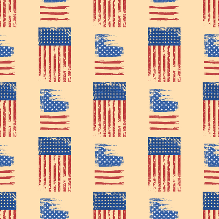 Independence day USA flags seamless pattern United States american symbol freedom national sign vector illustrationのイラスト素材