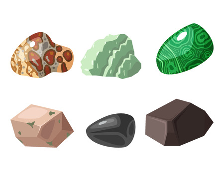 Semi precious gemstones stones and mineral stone isolated dice colorful shiny crystalline vector illustrationのイラスト素材
