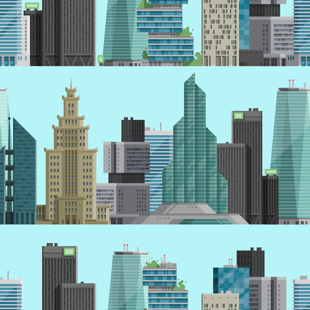 Urban City outdoor landscape skyscraper house outdoor seamless pattern background cityspace vector illustration backgroundのイラスト素材